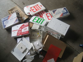 HUGE Exit Sign LOT  Face Plates, Housings, Mounting Kits, Lithonia Quantum LED - $136.79