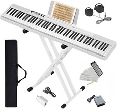 Longeye Piano Keyboard 88 Keys Compact Portable Digital Piano For, White - £202.95 GBP