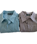 Cubavera Shirt Lot 2 Men’s Blue Gray 100% Linen Button Up Long Sleeve Sh... - $1,097.80 MXN