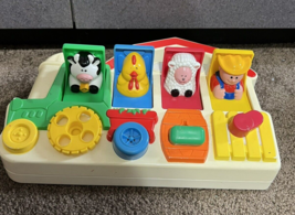 Vintage 1993 Fisher Price 5826 Pop Up Farm Animals Barn Tractor Baby Toy Sensory - £11.72 GBP
