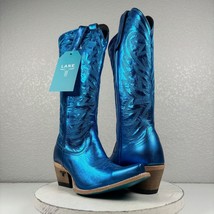 Lane SMOKESHOW Blue Cowboy Boots Sz 8 Leather Western Wear Cowgirl Snip Toe Tall - £147.93 GBP