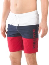 NWT NAUTICA MSRP $59.99 COLOR BLOCK BEACH SURF MEN&#39;S RED BOARD SHORTS SI... - £15.81 GBP