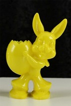 Vintage Hard Yellow Plastic Toy Easter Bunny Basket Candy Holder Toy Figurine - £12.77 GBP