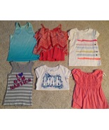 6 Girls Shirts Summer Tops Size 4/5 Justice Cat &amp; Jack   - £7.02 GBP