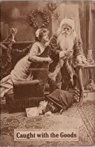 Old World Father Christmas with Woman Caught with the Goods Postcard Y2 - £7.07 GBP