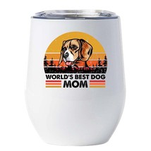 World&#39;s Best Beagle Dog Mom Wine Tumbler 12oz White Cup Gift For Dog Pet Lover - £17.86 GBP