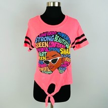 On Fire Womens Medium M Pink Tie Hem T-Shirt Strong Beautiful Queen T-Shirt - £12.20 GBP