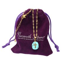 Nazareth Store Natural Purple Amethyst Stone Cross Pendant Stainless Ste... - £11.43 GBP