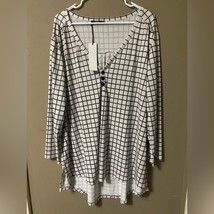 Lily by Firmiana Checkered Blouse White Black NWT 3XL - £19.55 GBP