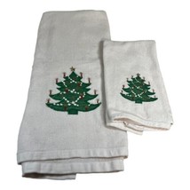 Vintage Jillian Rose Christmas Tree Dish Towel  Kitchen Bathroom Applique Set - £18.67 GBP