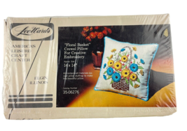 Lee Wards Crewel Pillow Kit FLORAL BASKET Embroidery 14&quot; x 14&quot; 35-06276 - £21.99 GBP