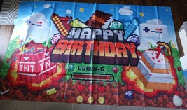 Mine  Craft gamer Party backdrop 74 X 46 Inches New In Package. - £7.89 GBP