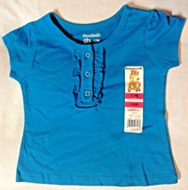 Garanimals Toddler Girls Size 12 Month Ruffled Front Turquoise Blue T-Shirt NWT - $4.90