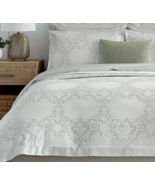 Sferra Laterina F/ Queen Duvet Cover Silversage Soft Cotton Sateen Jacqu... - $279.90