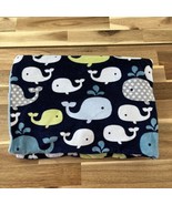 Circo Baby Blanket Whale navy Blue Gray White Aqua Sherpa Target 30x39 - £16.80 GBP