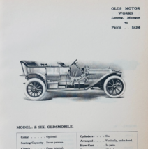 1908 Olds Motor Works Model Z Six Catalog Advertisement Automobilia F17M1 - $568.44 MXN