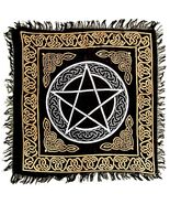 Pentagram Silver and Gold on Black Fringed Altar Cloth! - $145.17 MXN