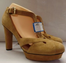 B Makowsky Tan Suede Buckle 4&quot; Heels Sz 8.5 Darling Shoe Pre Owned Condition - £27.37 GBP