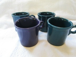 Four Fiesta ring handle mugs, 3 dark green 1 purple, HLC - £23.95 GBP