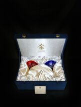 Faberge Crystal Martini Glasses One Red &amp; One Blue in presentation case - $569.25