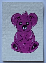 ACEO Original Art Purple Koala Bear Acrylic and Ink Painting - $5.00