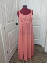 Vintage Vanity Fair Tricot Full Slip Size 38 Nylon Exquisite Lace Coral ... - $54.88 CAD