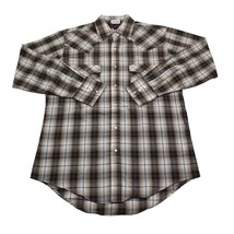 Plains Western Wear Shirt Mens S Brown Plaid Pearl Snap Button Up Cowboy... - $22.65