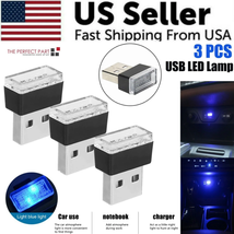 3X Mini Blue LED USB Car Interior Light Neon Atmosphere Ambient Lamp Acc... - $7.81