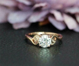 Botanical Leaf Engagement &amp; Wedding Ring 2.1Ct Created 14k Rose Gold Plated - £97.62 GBP
