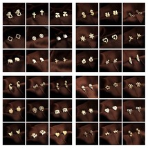 Random Bulk 20Pairs/Lot Stainless Steel Mini Gold Stud Earrings Set for Women Gi - £20.96 GBP