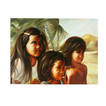 &quot; Enfants De Hawaii &quot; Par Anthony Sidoni Signée Huile Peinture 45.7cmx61cm - $11,072.72