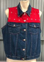 CST Blues Western Style Denim Blue Jean Cotton Womens Vest Size 1XWP - $17.34