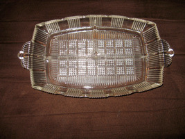 Vintage Glass Rectangular 3 Section Relish Dish Waffle Pattern - £10.96 GBP