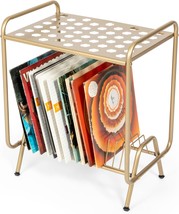Ilyapa 2-Tier Gold Metal Record Player Stand With 16 Slot Vinyl Record H... - $111.94