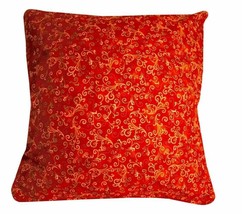 Decorative Pillow, Cotton, Red, Gold Metallic, Home Decor Pillow, 16x16 inch,  - £39.38 GBP