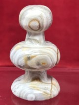 VTG Chess Pawn Carved White &amp; Gray 1 3/4” Stone Marble Replacement Chess Piece - £6.17 GBP
