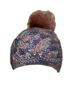 Handmade Crochet Knit Beanie Hat Cap w/ Pom Pom Purple Lavendar Ski Winter Women - £15.72 GBP