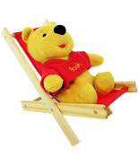 Handmade Toy Folding Camping Chair, Wood &amp; Red Fabric for Dolls, Stuffed... - £5.45 GBP