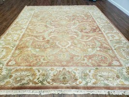 8&#39; X 10&#39; Handmade India Floral Wool Rug Carpet Tea Washed Nice Muted Red Beige - £1,443.08 GBP