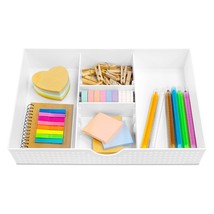 3 Slot Drawer Organizer With Two Adjustable Dividers - Drawer Storage 5 Compartm - £20.77 GBP