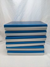 Set Of (6) Blue Silver Metal Tin Containers 11&quot; X 7&quot; X 1 1/2&quot; - £44.20 GBP