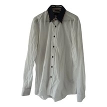 Seven Seas Men&#39;s White Button Up Shirt Contrasting Trim,Non Iron Cotton Size L - £21.34 GBP