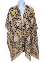 Women&#39;s Time And Tru S/M Bandana Poncho Wrap Floral Print Open Front - £13.47 GBP