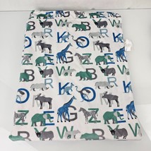 Baby Thro Blanket White Gray Blue Alphabet ABC Letter Zoo Jungle Safari Animals - £39.56 GBP