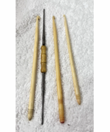 4 Four Antique Hand Carved Bone Crochet Hooks In Great Shape Set b - $592.19 MXN