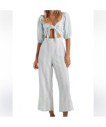 NWT BILLABONG Dizzy Daze Jumpsuit Striped Blue and White Tie-Front Top S... - €48,56 EUR