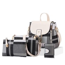 4 Pcs Set Ladies HandBags Large Capacity Handbags Plaid Color Backpack For Femal - £36.52 GBP
