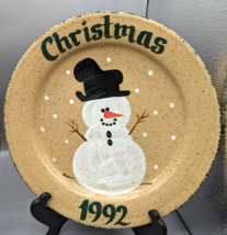 Three Rivers Pottery 10.25&quot; Plate Dish Snowman 1992 Amy Coshocton Hand P... - $154.71 MXN