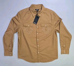 True Religion Western Pearl Snap Shirt Mens L Chipmunk Brown Long Sleeve... - $45.44