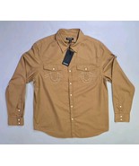 True Religion Western Pearl Snap Shirt Mens L Chipmunk Brown Long Sleeve... - $853.08 MXN